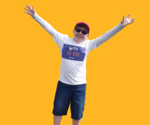 Image of boy hands up posing for a photo